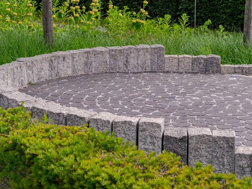 Stone patio & seat wall in Carson, CA